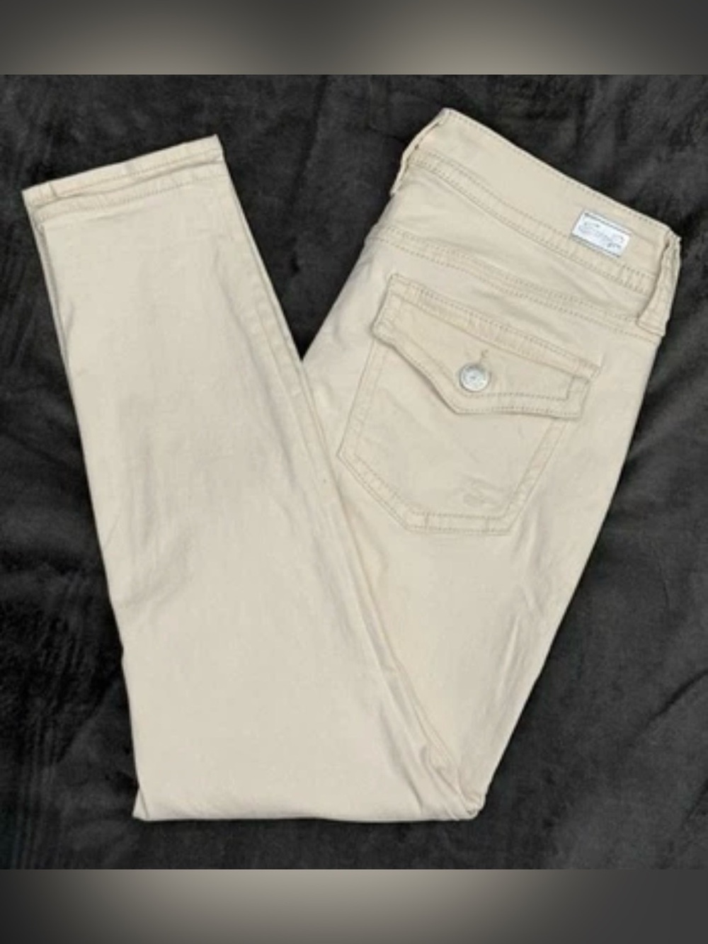 Seven7 Starlette Crop Jeans Women Sz 8 Cream Mid Rise Flap Pocket Stretch 31x26